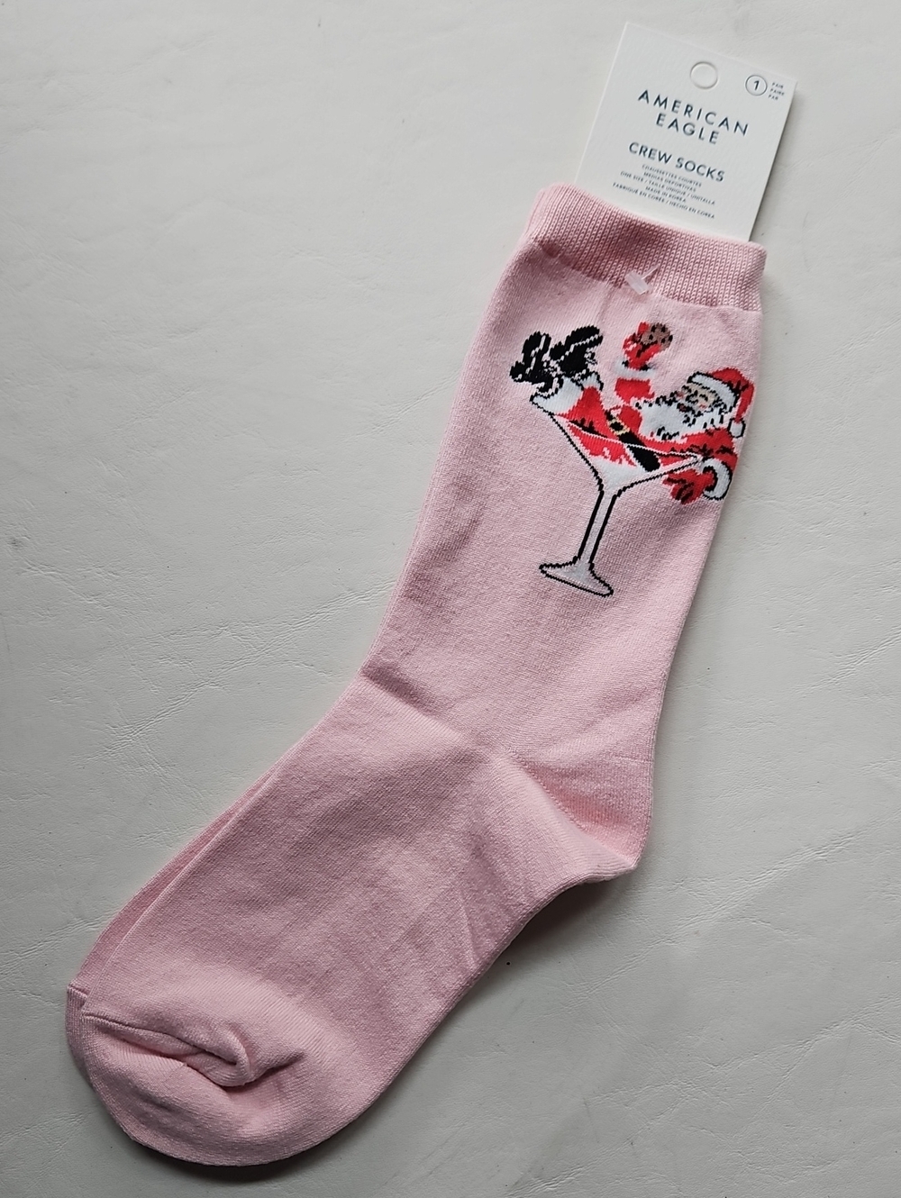 American Eagle Outfitters Pink Santa Cocktail Crew Socks